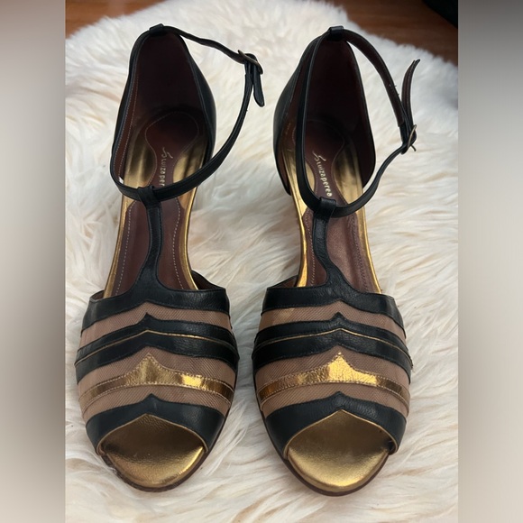 Anthro Black and Gold Heels - Picture 1 of 5